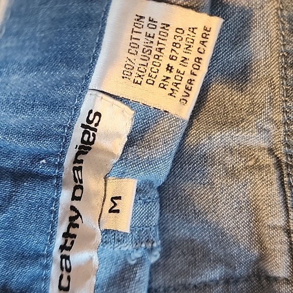 Cathy Daniels Woven Chambray Denim Blue Pull On Wide Leg Jeans Size Medium - Picture 11 of 12